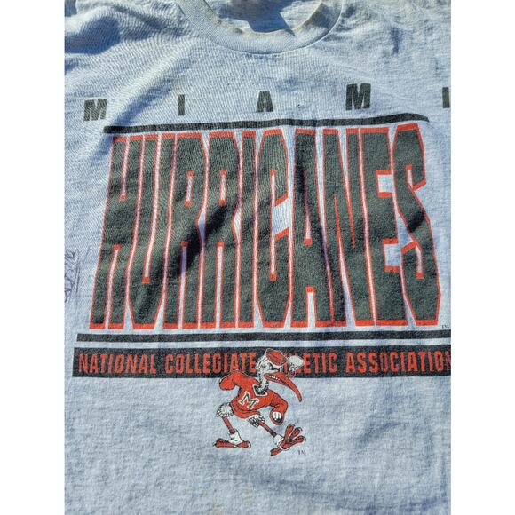 Vintage Miami Hurricanes Signed Autograph Gray Delta USA T-Shirt Size L - Picture 3 of 10